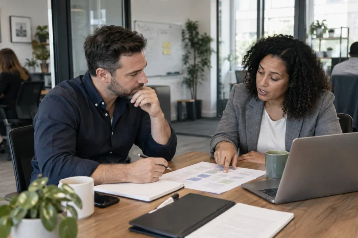 Small business leaders mapping internal and outsourced HR responsibilities